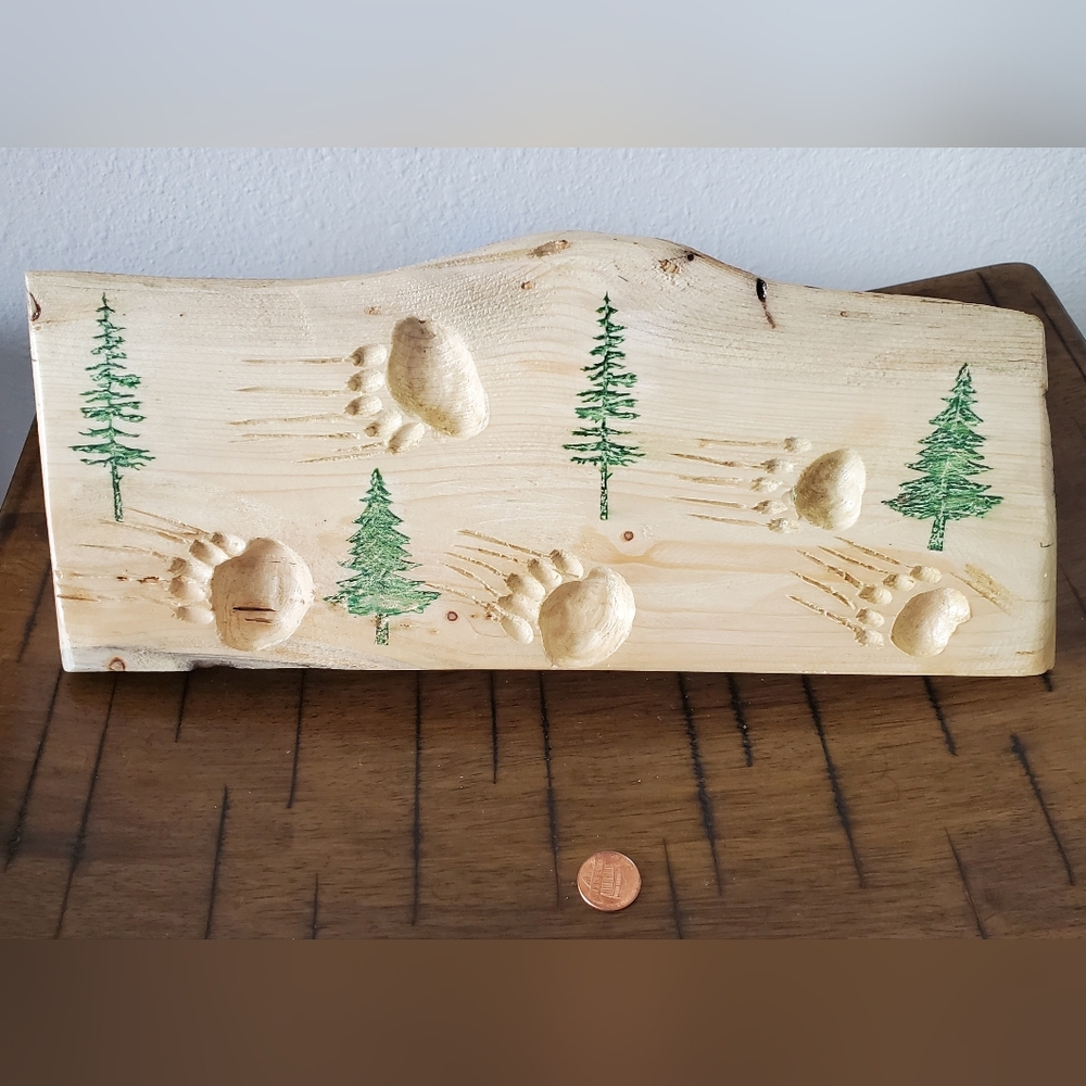 Handmade Bear Track Shelf Sitter - Lake Superior Driftwood Art South Shore